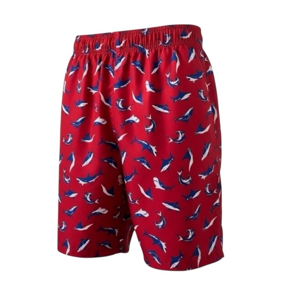 NEW OP Red Shark Print Swim Trunks Size XL - Picture 6 of 6